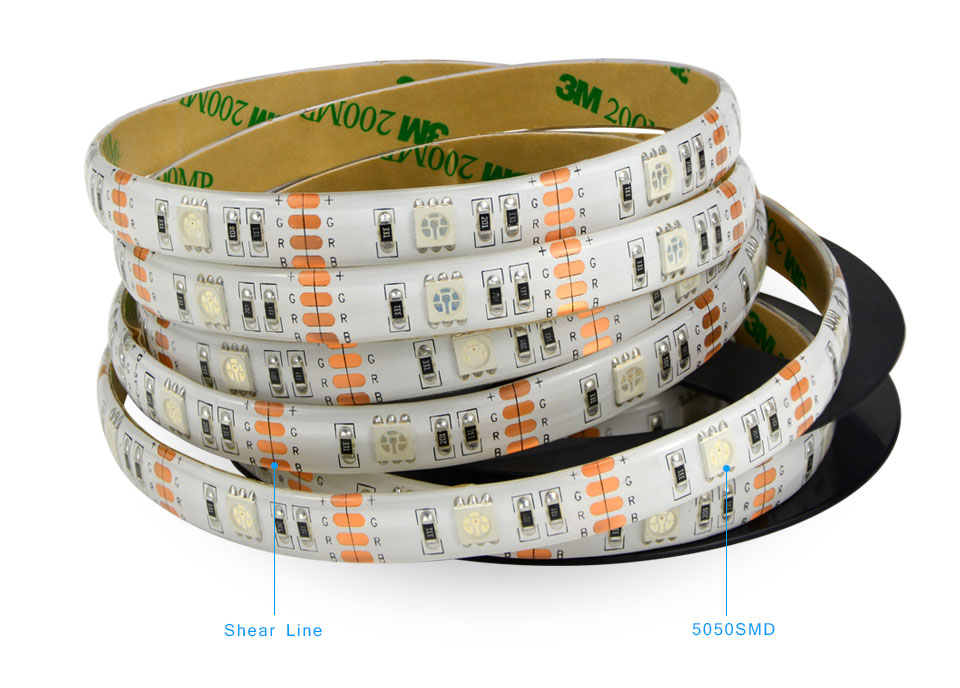 RGB USB LED strip light DC 5V 5050 SMD 1M 2M 3M 4M 5M 3key 17Key 24 key RGB remote control USB LED Light white black PCB