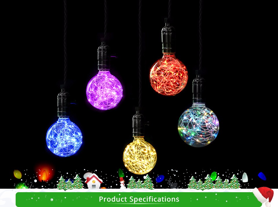 RGB LED Night Light Filament lamp Retro Edison Fairy LED light String Bulb G95 E27 110V 220V For Indoor Christmas Holiday
