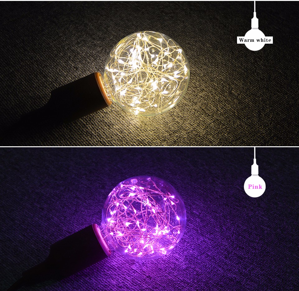 E27 110V 220V Retro Edison Fairy LED String light Bulb RGB LED holiday Light Filament lamp Indoor Christmas home decor light