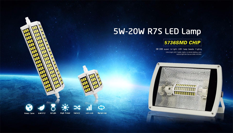 220V R7S LED flood Light 5W 10W 13W 20W SMD 5736 78mm 118mm 135mm 189mm LED Spotlight lamp Bulb For square outdoor Floodlight