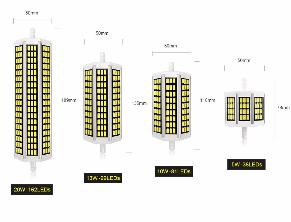 220V R7S LED flood Light 5W 10W 13W 20W SMD 5736 78mm 118mm 135mm 189mm LED Spotlight lamp Bulb For square outdoor Floodlight