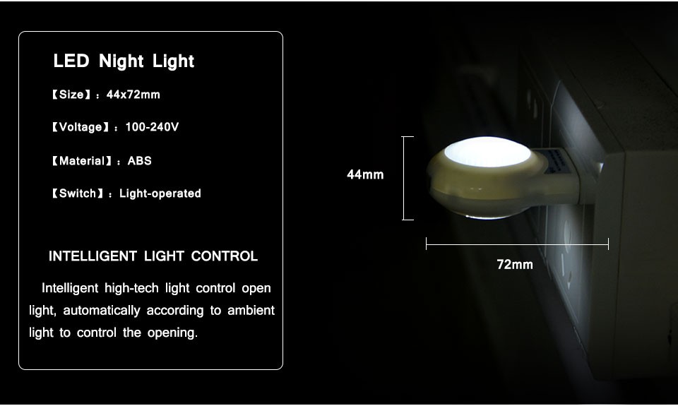 1Pcs Cute Mini LED Night lights Auto Sensor Smart lighting Control lamp AC110V 240V Emergency Nightlight For Baby Bedroom Gift