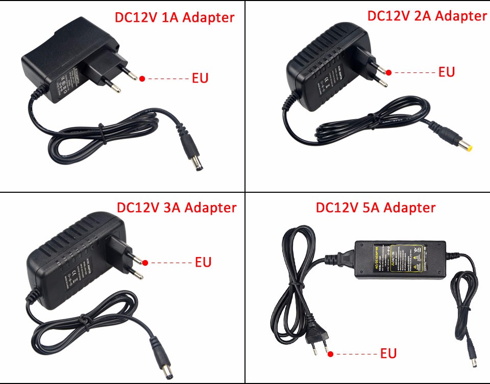 power adapter DC 12V 1A 2A 3A 5A AC 100V 240V to DC 12V 5.5mm x 2.1 2.5mm Converter Charger Driver For LED light