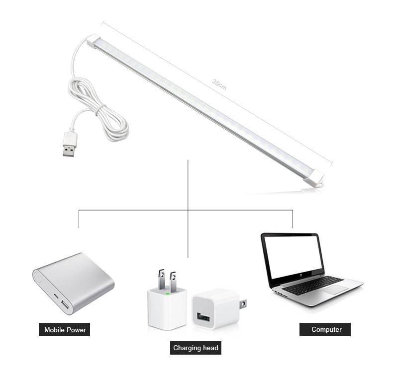 SMD 2835 5V USB LED Strip Bar USB LED Desk Table Lamp Light for Bedside Book Reading Study Office Work Children Night Light