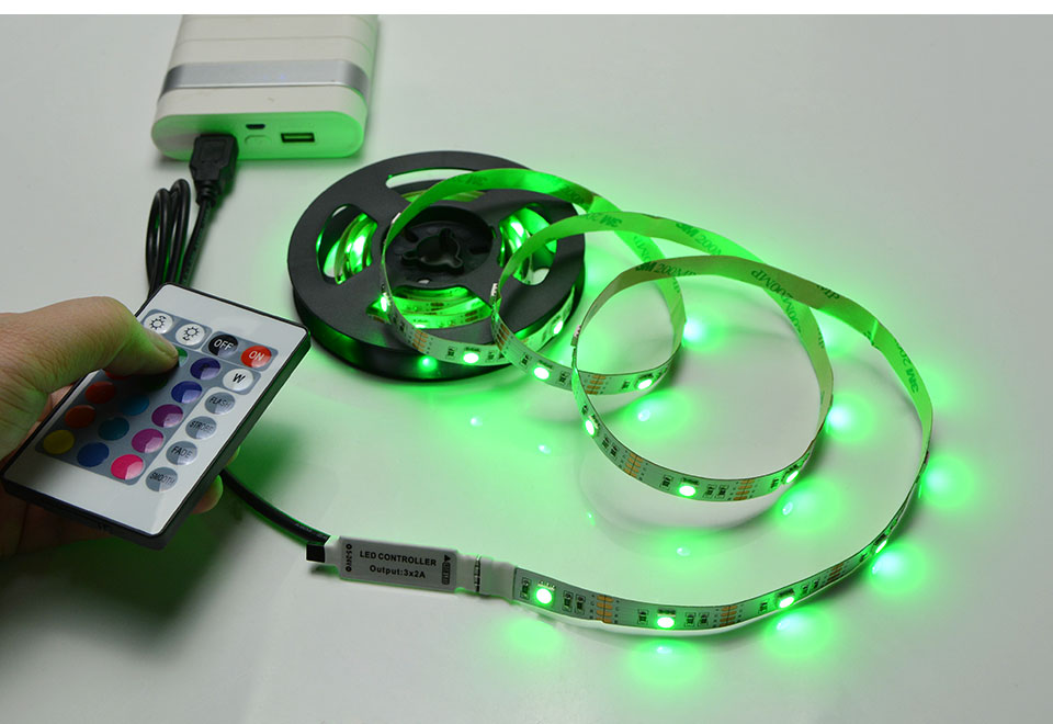 USB charger adapter led light IP20 3528 5050 SMD 2m 3m 4m 5m 5V USB cable power supply USB LED strip light RGB LED controller