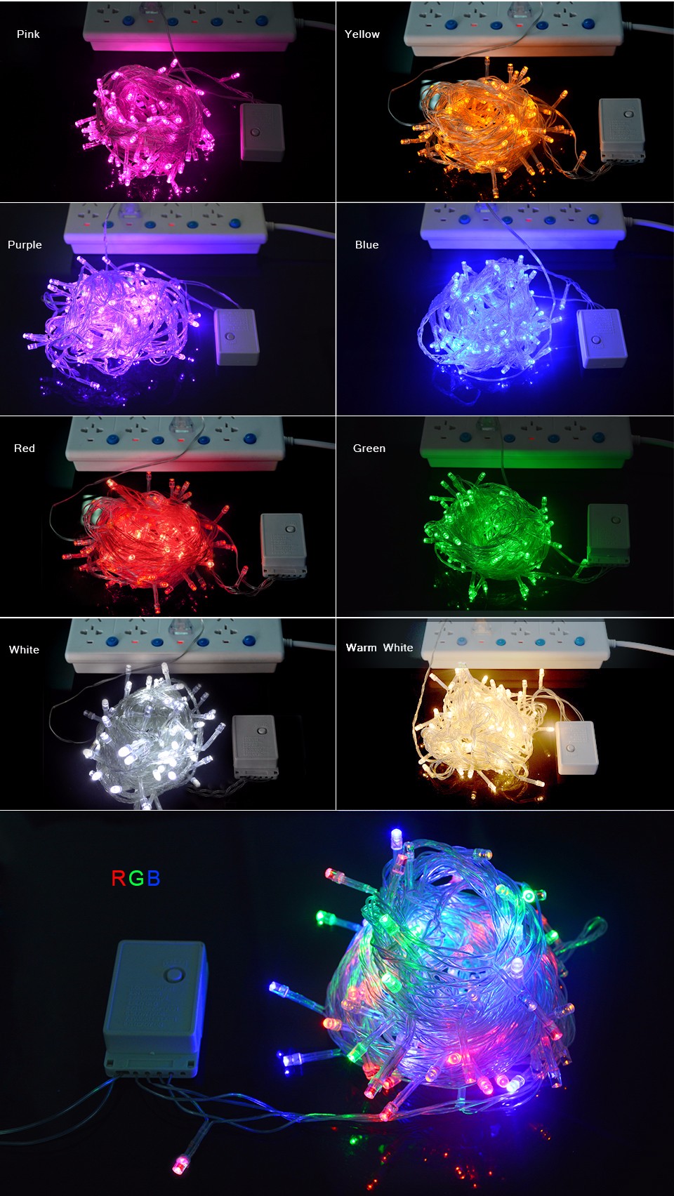 220V EU 110V US Plug 10M RGB LED String Light holiday light Waterproof Christmas Wedding Party Decoration Lights outdoor