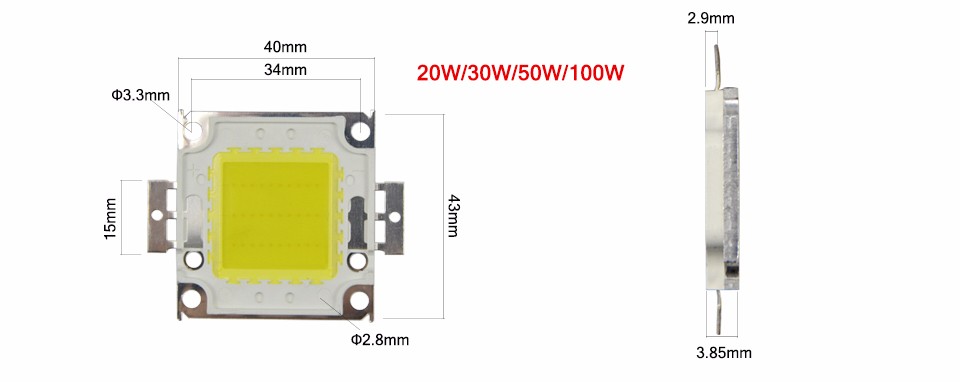 LED COB Integrated Diodes chip lamp 7colors 10W 20W 30W 50W 100W Bulb RGB For Floodlight flashlight emergency lights