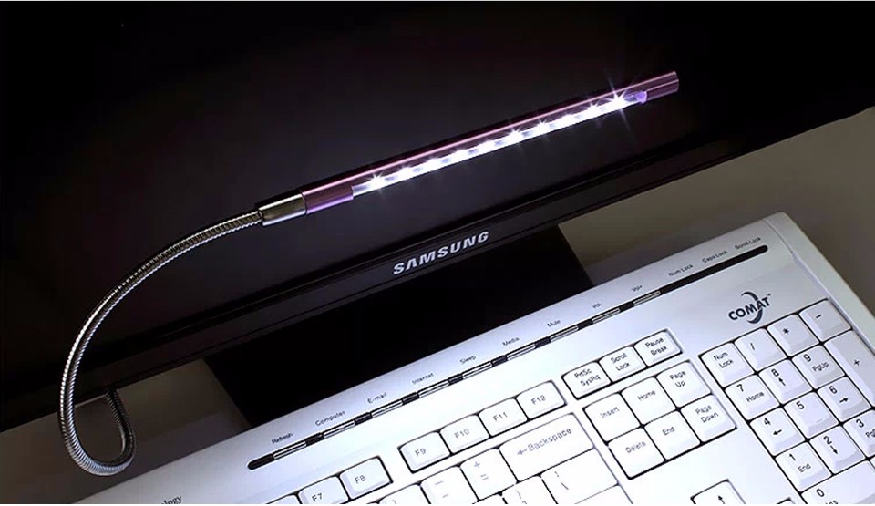 1Pcs 2016 New Metal Material USB LED Book light 10 LEDs flexible 6 colors lamp for Notebook Laptop PC Computer reading Bulb