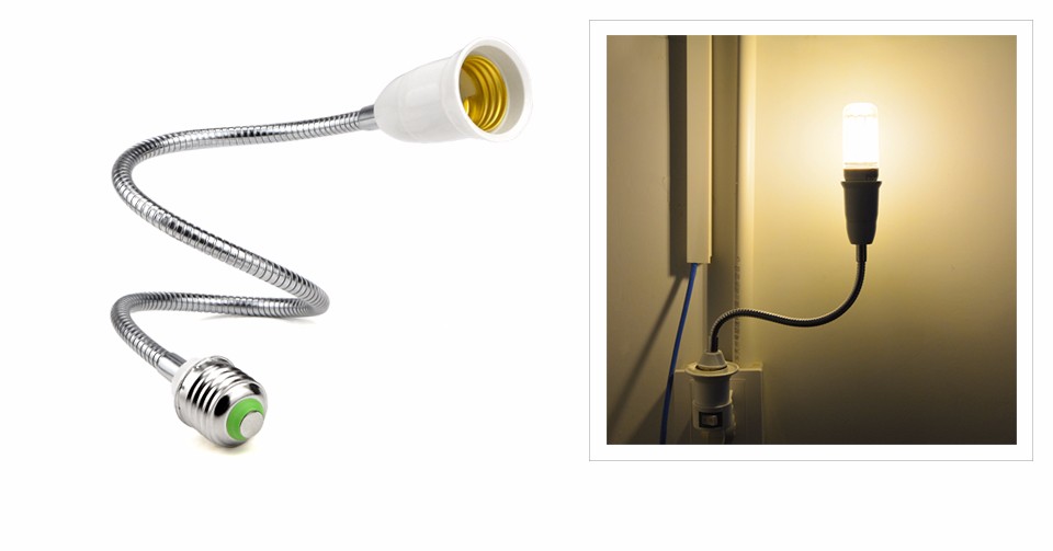 AMENTE 1PCS LED light Bulb lamp Holder Converters Adapter Flexible E27 to E27 20cm Length Extend Socket Base Type Extension