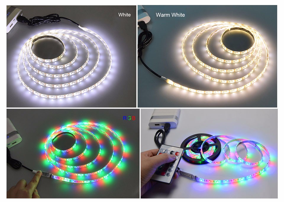 DC 5V USB cable RGB LED strip light la 3528 5050 SMD IP20 IP65 Waterproof Adhesive Tape Background Lighting 1M 2M 3M 4M 5M