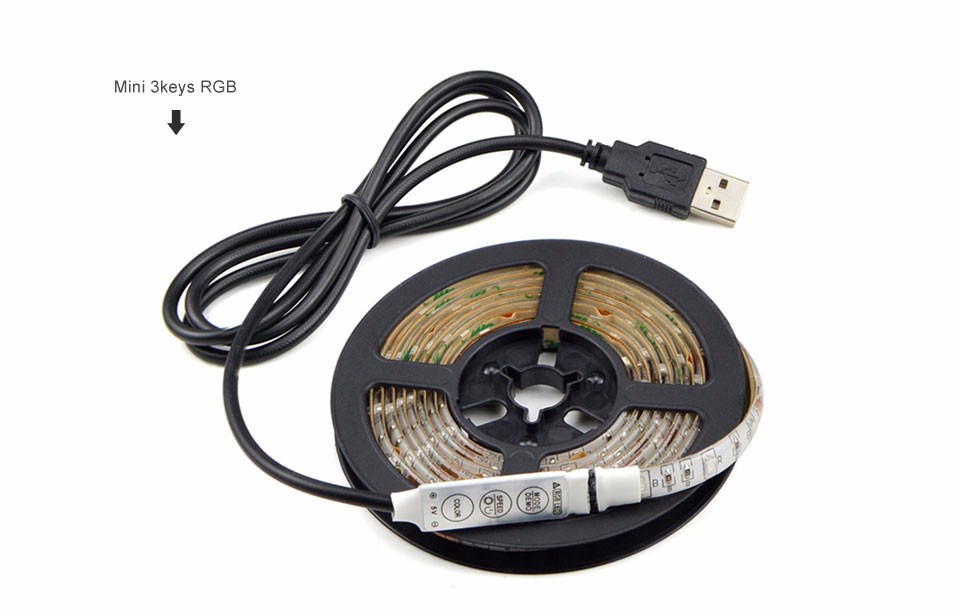 USB cable DC 5V 1M 2M 3M 4M 5M 3528 5050 SMD RGB LED strip light IP20 IP65 Waterproof Adhesive Tape TV Background Lighting