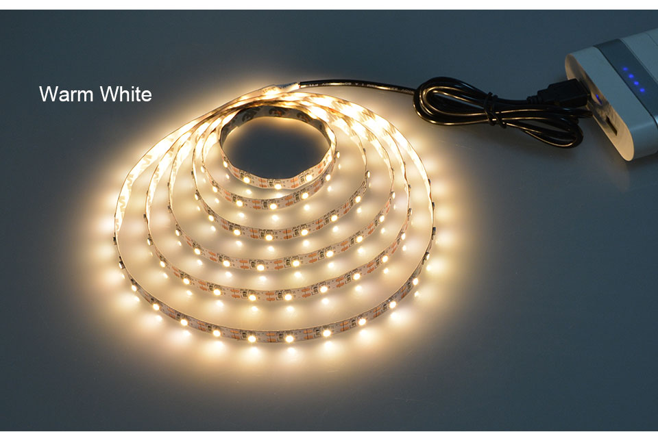 DC 5V 50CM 1M 2M USB LED Strip Light 3528 SMD IP20 RGB Warm Cool White Flexible TV Background Lighting Strip Wall Lamp