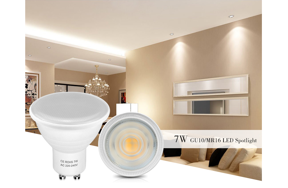 220V 7W GU10 MR16 LED bulb spotlight LED Lamp Downlight Table ceiling light Spot light Aluminum cooling Beam Angle 120 30