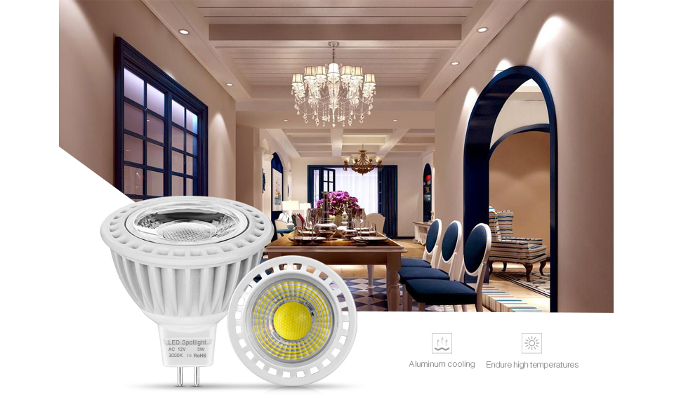 AC DC 12V Dimmable MR16 3W 5W 7W LED bulb COB LED lamp Spot light Aluminum Spotlight Led Ceiling light Warm White