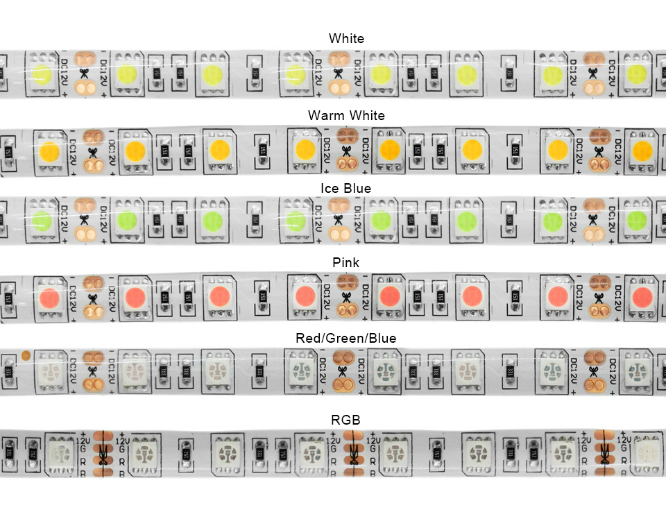 IP20 IP65 Waterproof DC 12V 5050 SMD LED Strip Light RGB LED Light ribbon tape lamp Home string indoor outdoor lighting