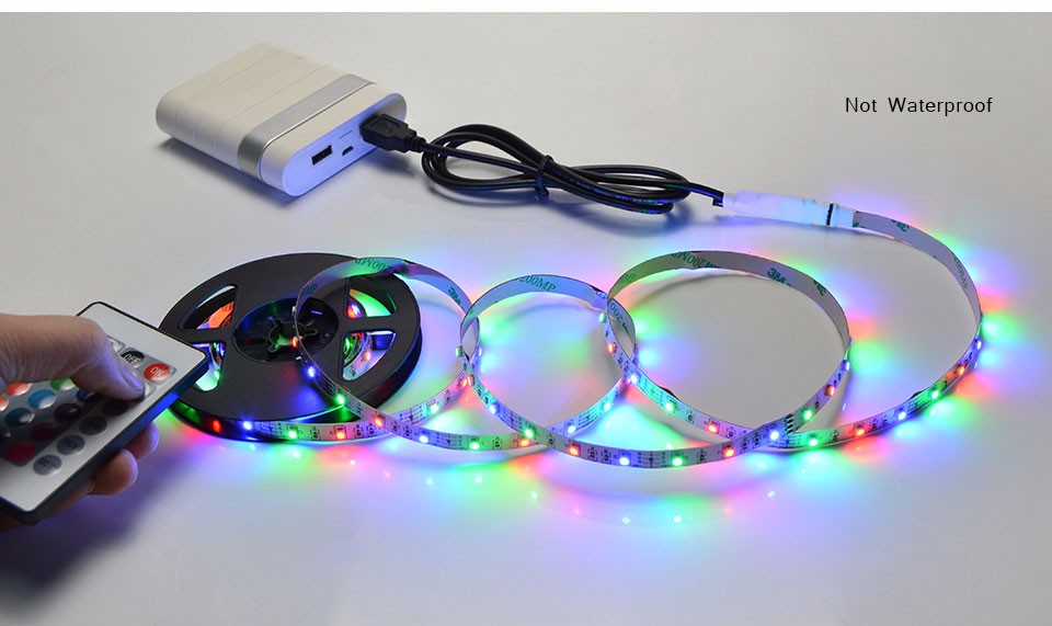 DC 5V USB LED Strip light 24Keys RGB remote control White warm white USB chager tape lamp 1m 2m TV Background home lighting
