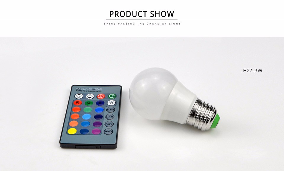 3W 10W RGB LED bulb E27 E14 GU10 85 265V 110V 220V LED lamp light spotlight with 24key remote control