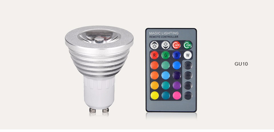 Dimmable E27 E14 GU10 85 265V 110V 220V 3W 10W RGB LED bulb LED lamp night light spotlight remote controller For Holiday light