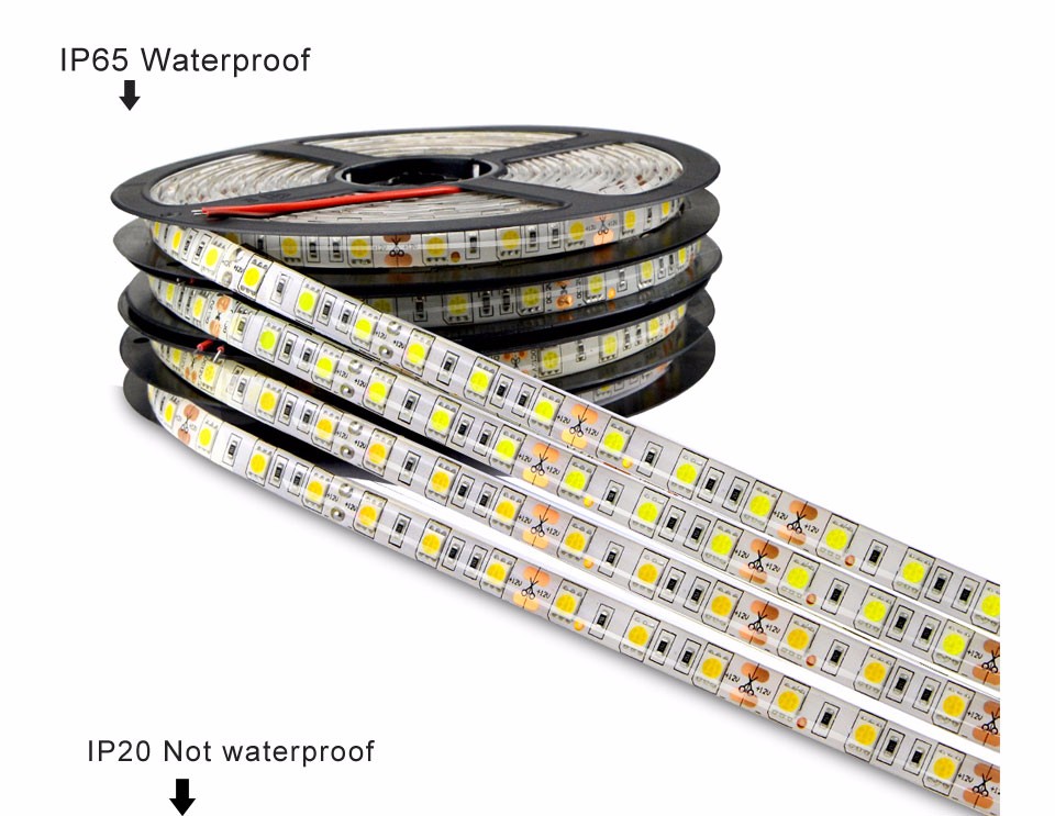 DC 12V 5M 300LED IP65 IP20 not Waterproof 5050 SMD RGB LED Strip light 3 line in 1 high quality lamp Tape for home lighting