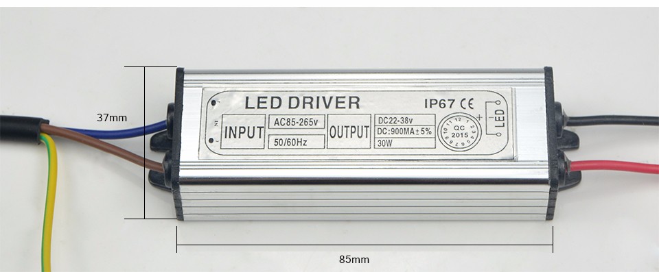 1Pcs DC 22V 38V 30W 900mA 10 series 3 parallel Power Supply Floodlight LED Driver lighting Transformer IP67 Waterproof Adapter