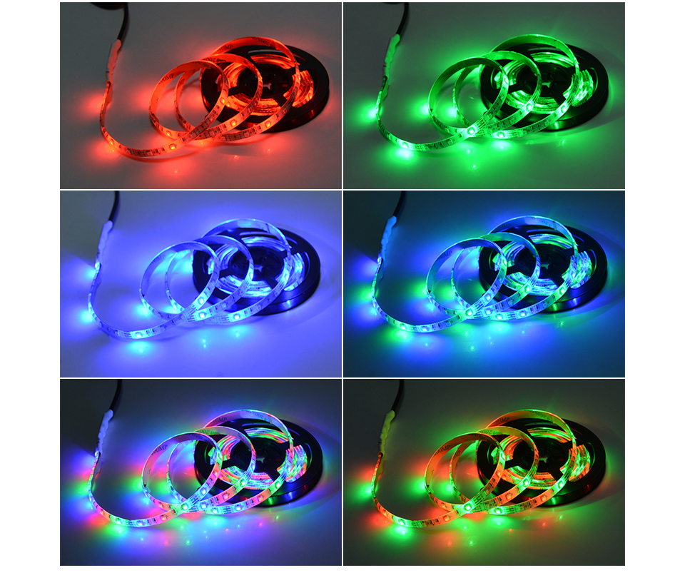 IP20 IP65 Waterproof DC 5V 1m 2m 3m 4m 5m USB cable LED Strip Light Flexible RGB led lamp with 17keys RF remote control