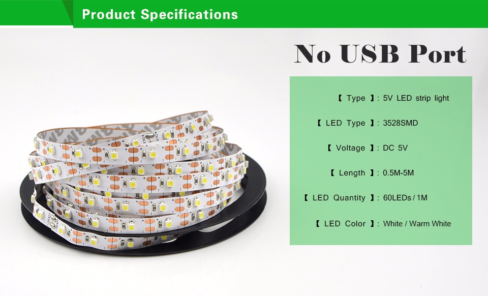 DIY DC5V Power Supply 3528 SMD USB LED Strip light Ribbon String 50CM 1M 2M 3M 4M 5M For TV Background lighting Decor lamp Tape