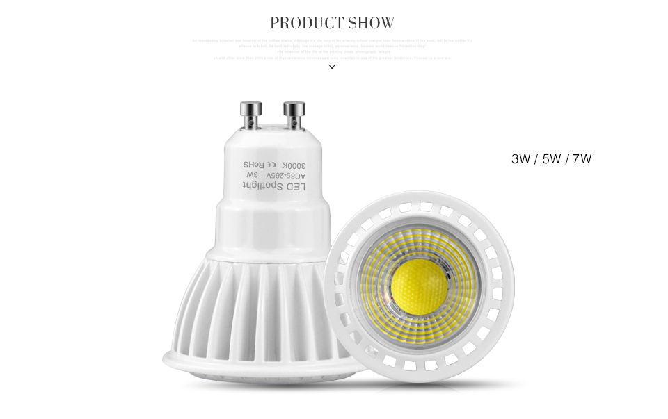 GU10 3W 5W 7W COB LED Bulb spotlight 85 265V 220V 110V LED Light COB LED lamp GU10 Aluminum Led Spot light Ceiling light