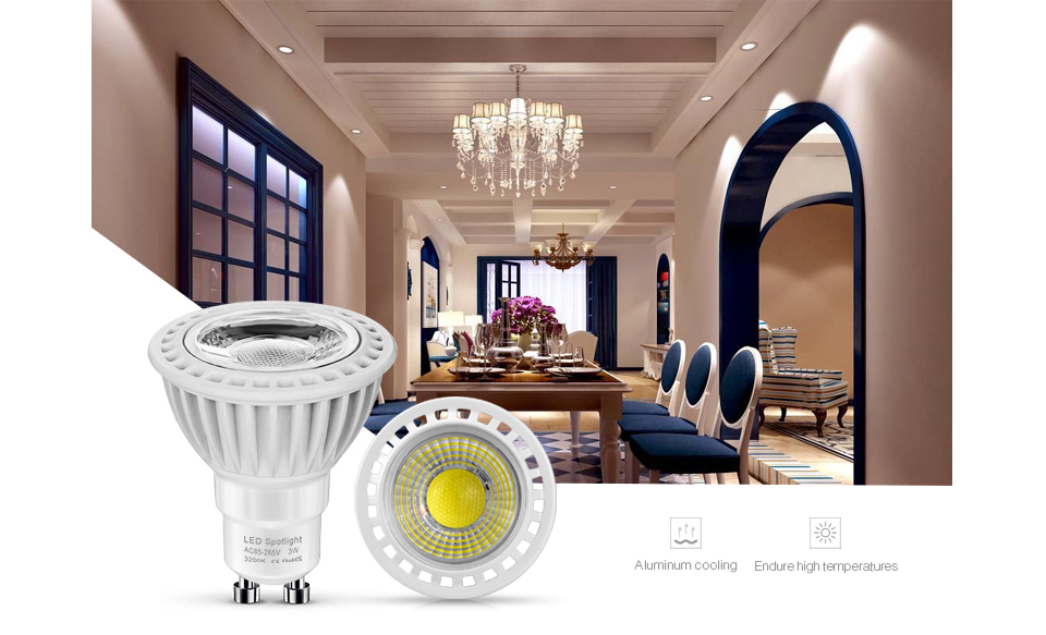 GU10 3W 5W 7W COB LED Bulb spotlight 85 265V 220V 110V LED Light COB LED lamp GU10 Aluminum Led Spot light Ceiling light