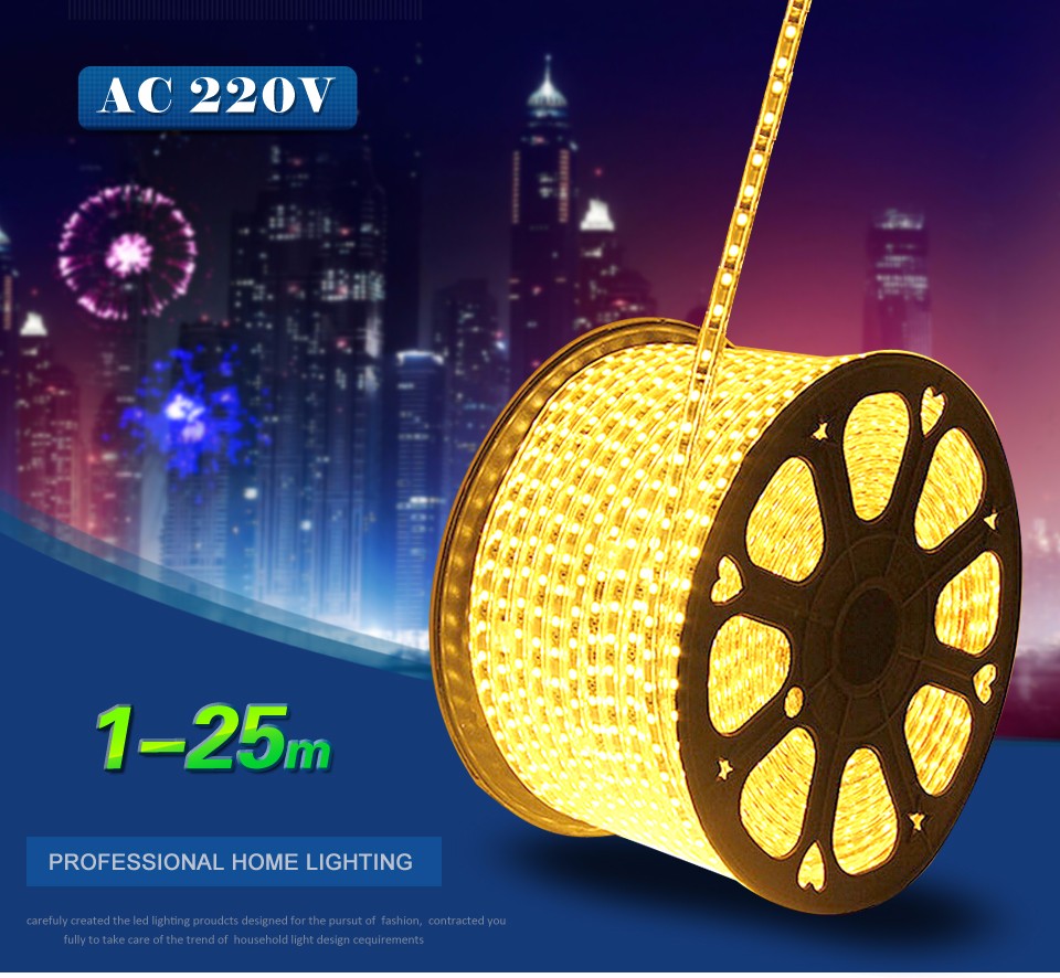 AC220V led tape flexible SMD 5050 60led M White Warm white led strip light EU power plug Waterproof bar lights