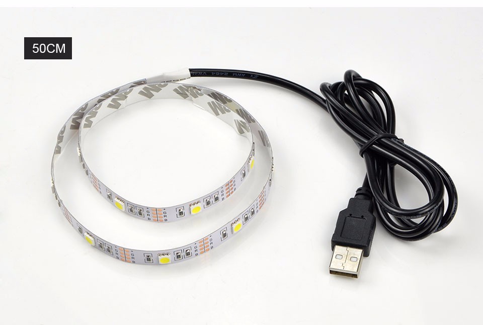 Non waterproof Tape USB RGB Power Supply LED Strip 3528 5050 SMD 50 100 200 cm DC 5V For TV Background Lighting Book Light