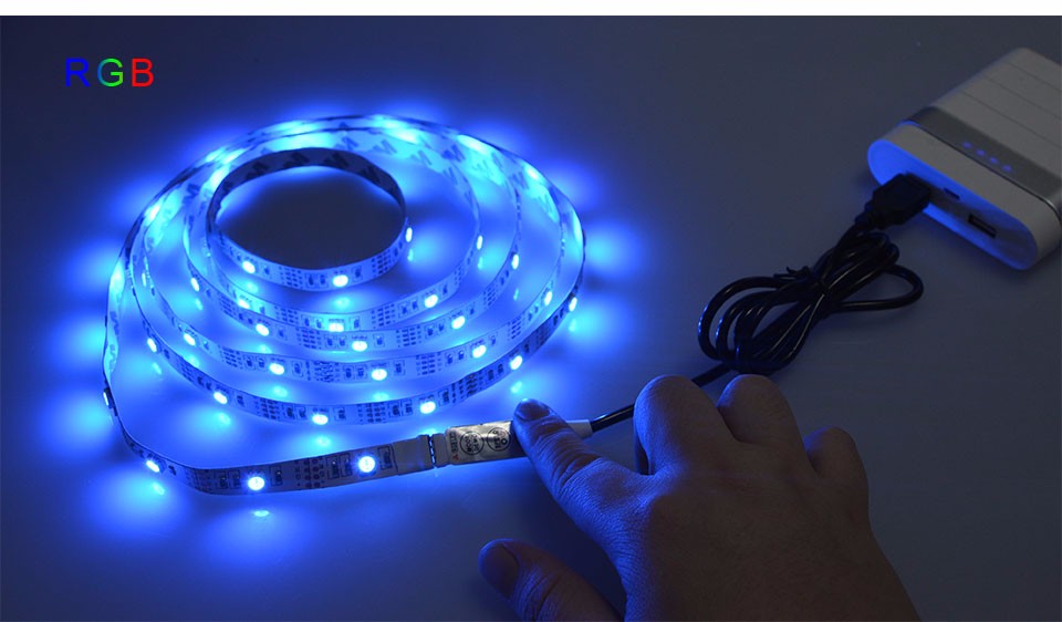 Non waterproof Tape USB RGB Power Supply LED Strip 3528 5050 SMD 50 100 200 cm DC 5V For TV Background Lighting Book Light