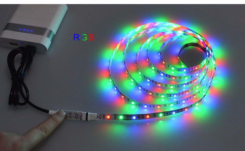 Non waterproof Tape USB RGB Power Supply LED Strip 3528 5050 SMD 50 100 200 cm DC 5V For TV Background Lighting Book Light