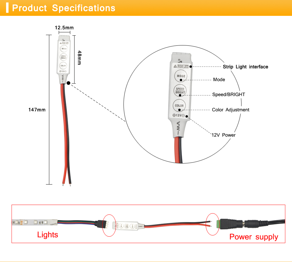 SMD 5050 3528 2835 RGB LED strip Light tape accessories DC 12V 24key 44 key RGB IR RF Remote Control Bluetooth controller