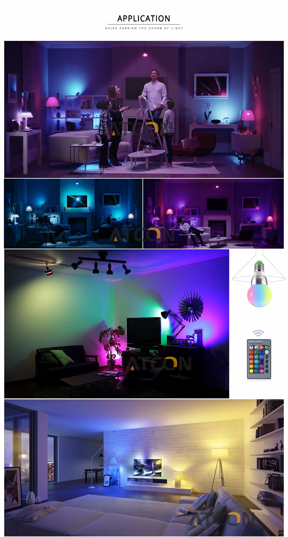 Home lighting RGB Dimmable LED Night Light E27 E14 85 265V 110V 220V Soptlight stage Lamp LED bulb 24key remote spot light