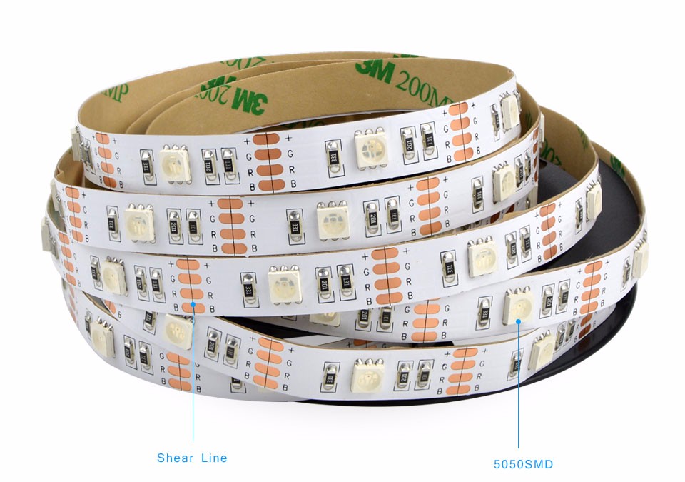 5V 50cm 1m 2m IP20 IP65 RGB 3528 60LEDs m SMD 5050 30LEDs m USB LED strip light 24Key remote Controller For TV Background