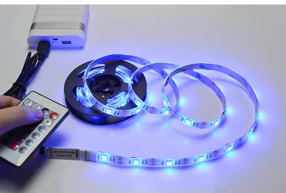 5V 50cm 1m 2m IP20 IP65 RGB 3528 60LEDs m SMD 5050 30LEDs m USB LED strip light 24Key remote Controller For TV Background