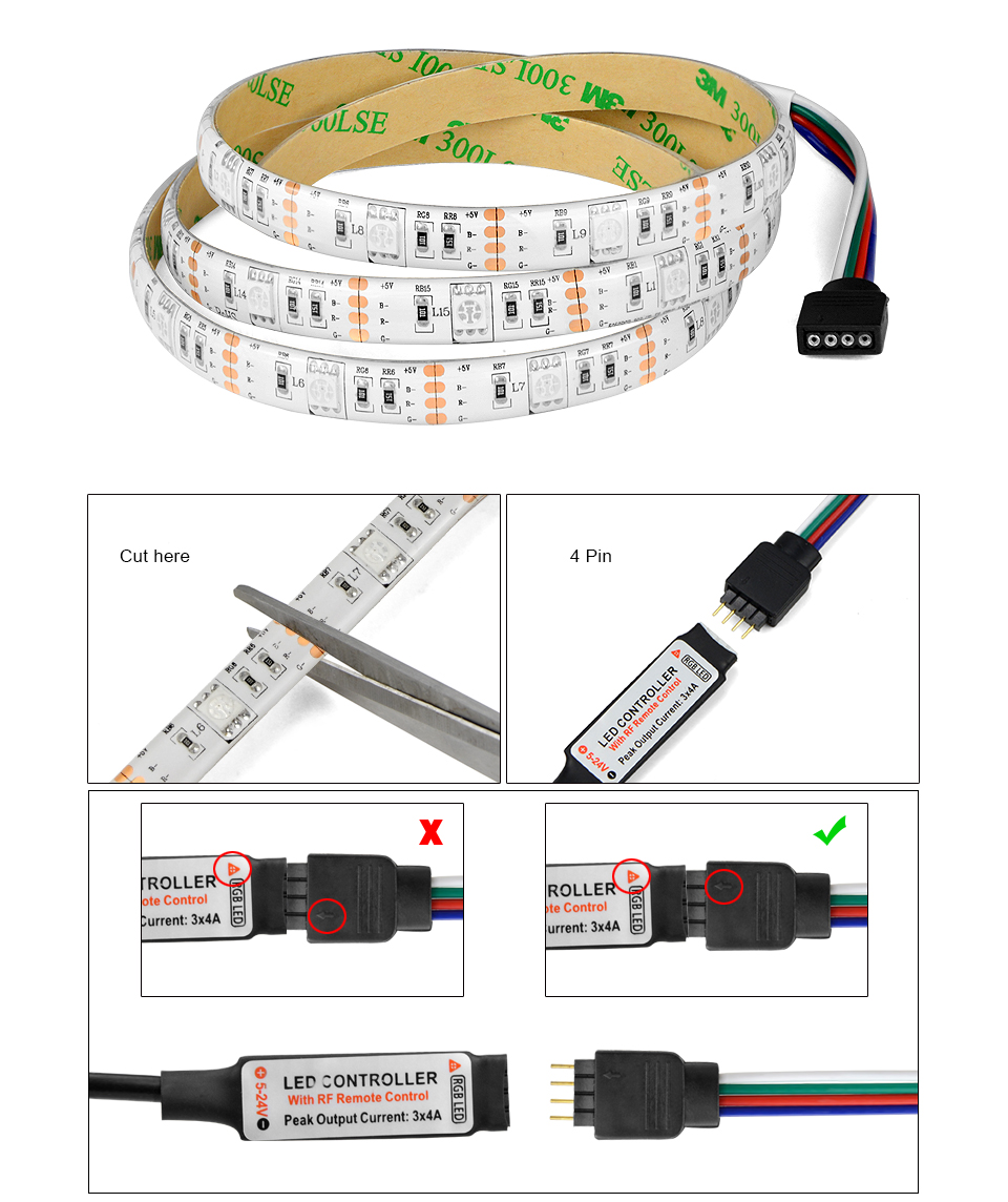 DC 5V USB RGB Led strip light 5050 SMD TV LCD Screen Desktop Monitors PC Decor lamp Lighting RF remote control 1m 3m 5m