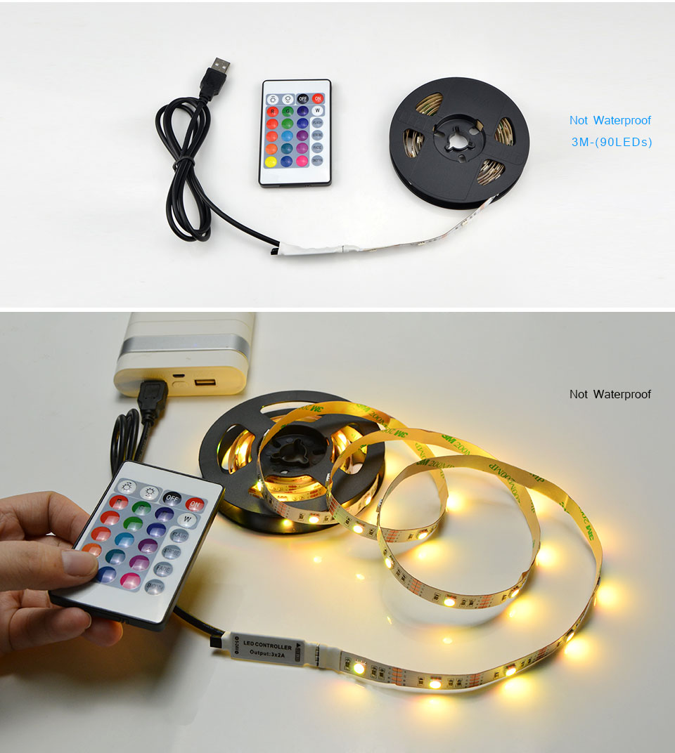 TV Background Lighting 1m 2m 3m 4m 5m 5050 SMD DC5V RGB USB LED Strip light IP20 IP65 waterproof tape remote control