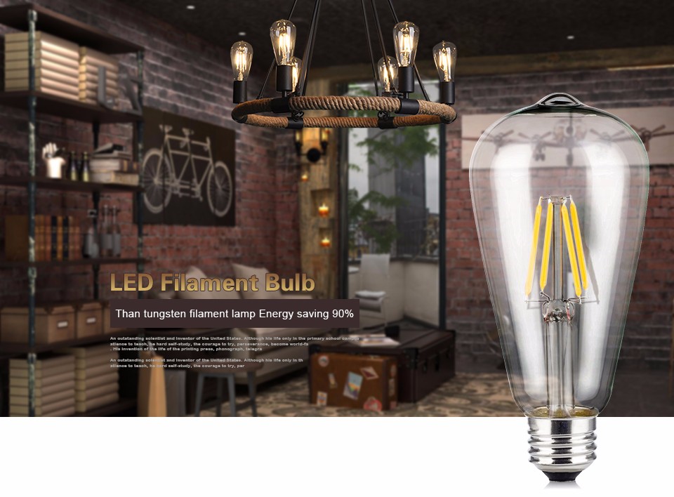 2pcs 4W 220V E27 Retro Vintage Edison LED night light Glass Candle Light LED filament bulb party home lighting Decorative lamp