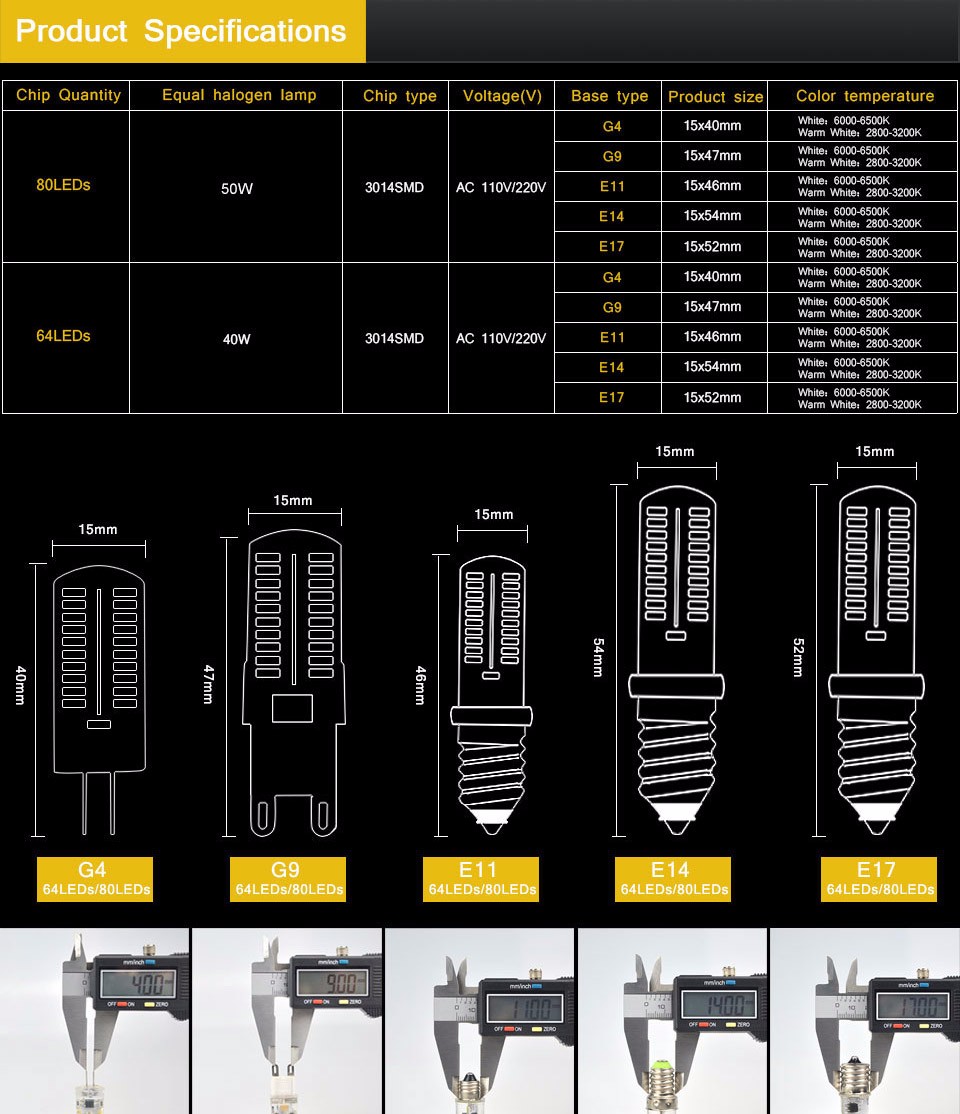 Dimmable 110 220V G9 G4 64LEDs SMD 3014 LED lamp Corn Bulb Replace Halogen Lamp Lampada Candle Chandelier Light