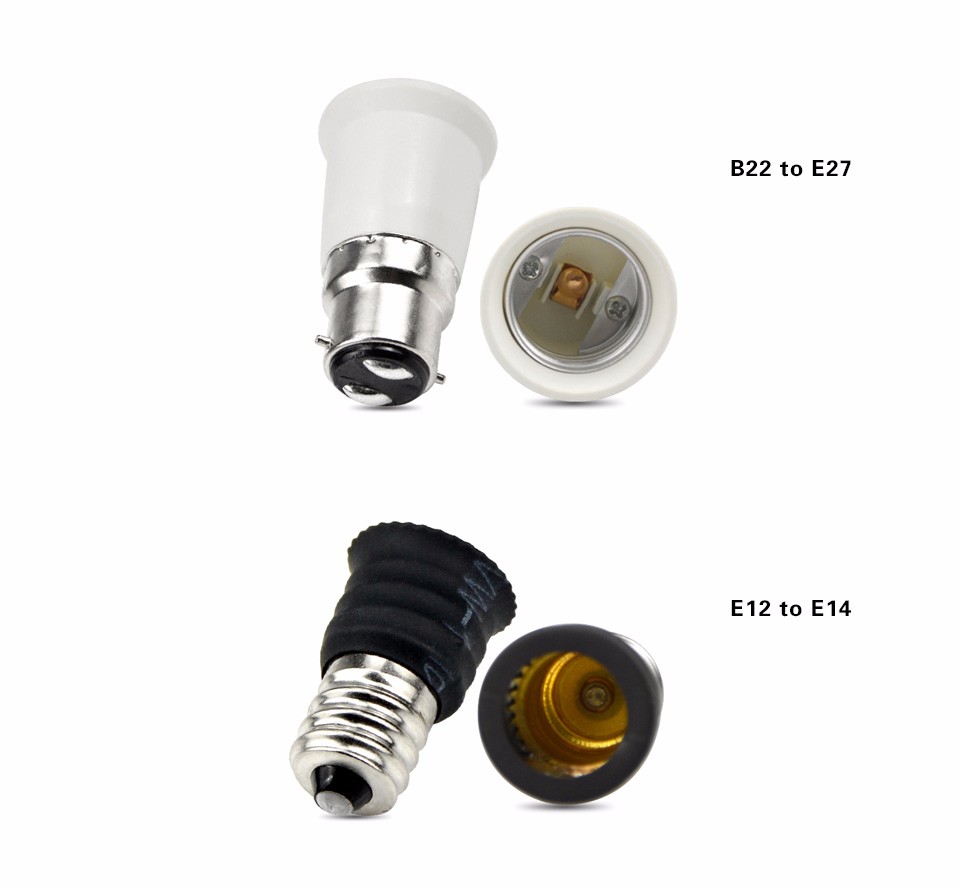 E14 to E27 B22 to E27 E27 to B22 GU10 to E27 Screw Base Lamp Socket Holder LED Light Bulb Adapter Screw Base