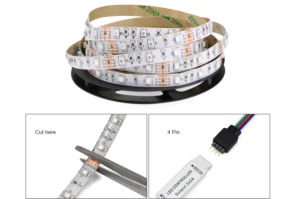 IP20 DC 5V USB LED Night light 3528 5050 SMD 1m 5m 5V USB cable power supply RGB LED controller USB LED strip light night lamp