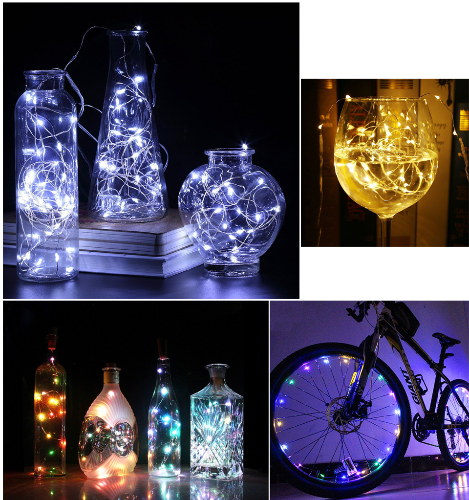 LED strip light Copper Led Fairy Lights 2M 5M Button Battery Operated LED String Light Xmas Wedding party Decoration lamp