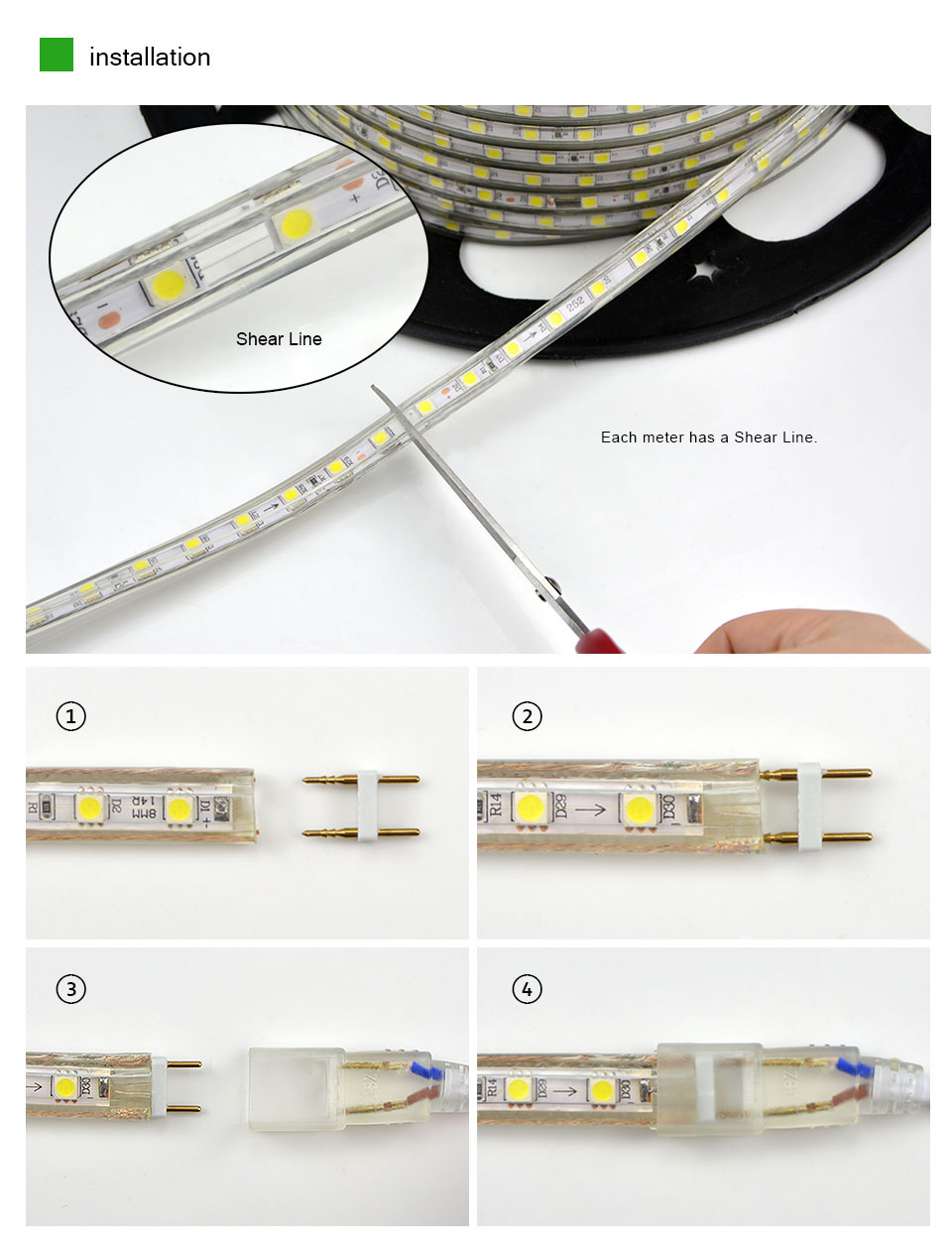 Upgrad copper wire 220V SMD 5050 LED Strip Light 1m 18M IP65 Waterproof led tape outdoor lighting Decor lamp EU plug Adapter