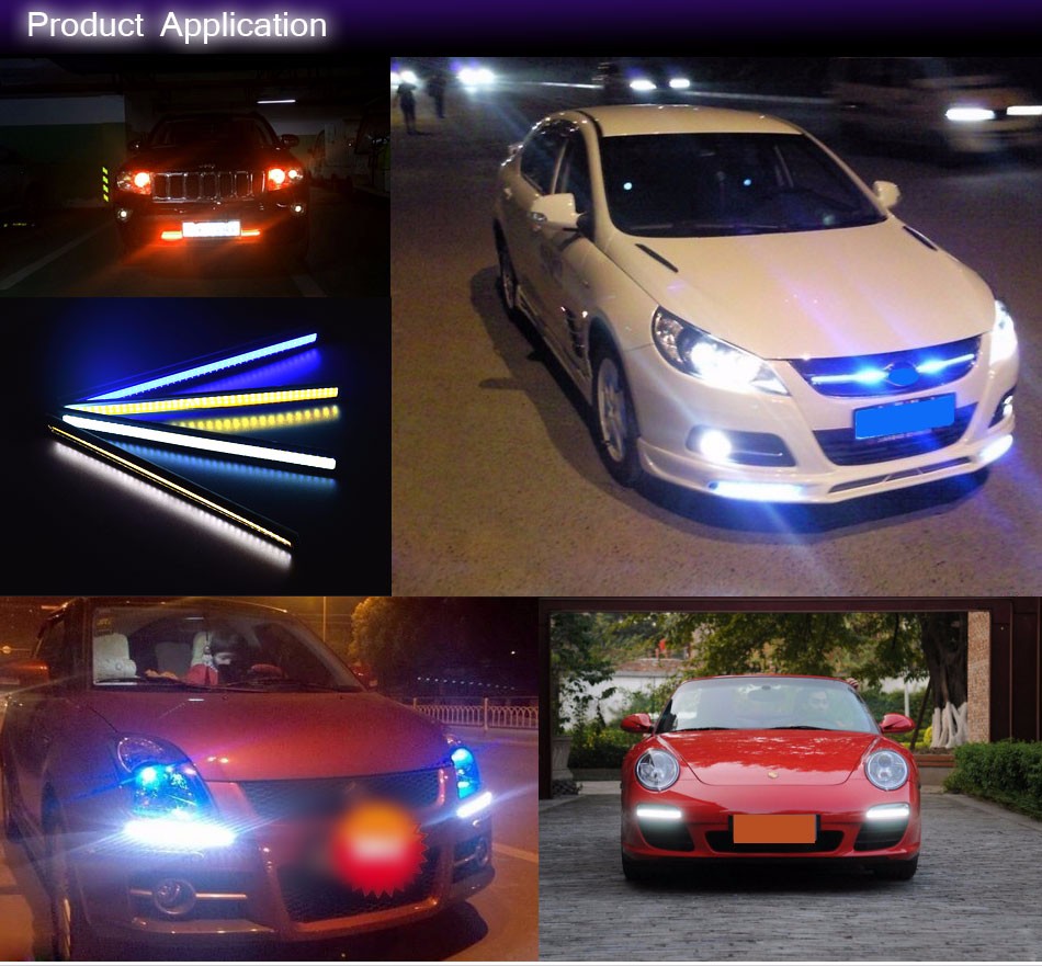 Aluminum Silver 17cm LED Daytime Running lights Waterproof COB Daylight Car Auto Bar Bulb Source DRL Driving Fog lamp