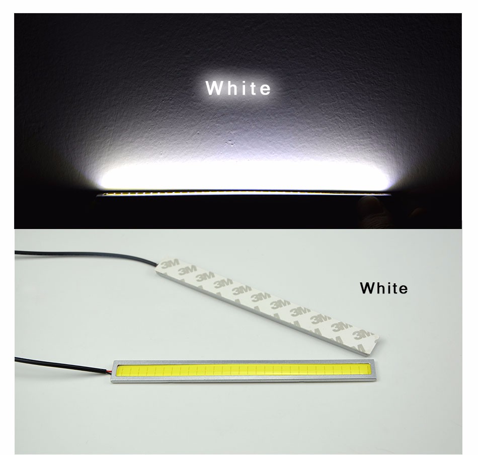 Waterproof Ultra Bright COB 17cm DC12V LED DRL Daytime Running Light Aluminum Silver Shell Auto Car Bar Bulb Fog Lamp