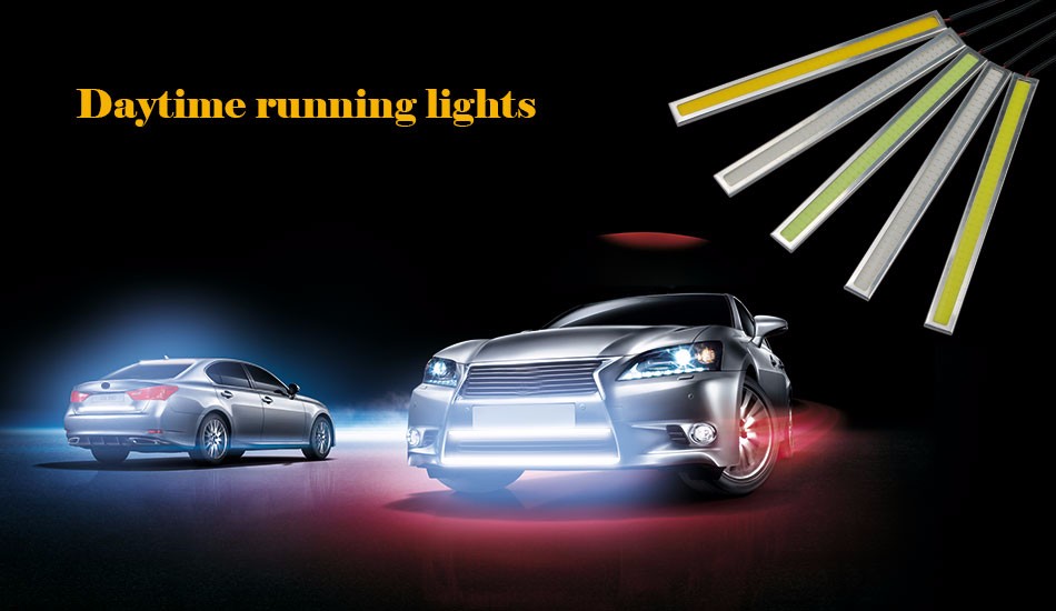 Waterproof Ultra Bright COB 17cm DC12V LED DRL Daytime Running Light Aluminum Silver Shell Auto Car Bar Bulb Fog Lamp