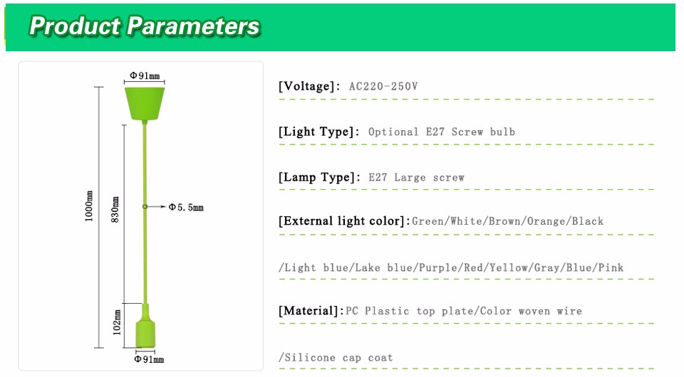 1Pcs Colourful E27 Silicone LED lamp Holder DIY Rainbow Pendant lights Droplight Vintage Edison Bulb For Decoration Art lighting