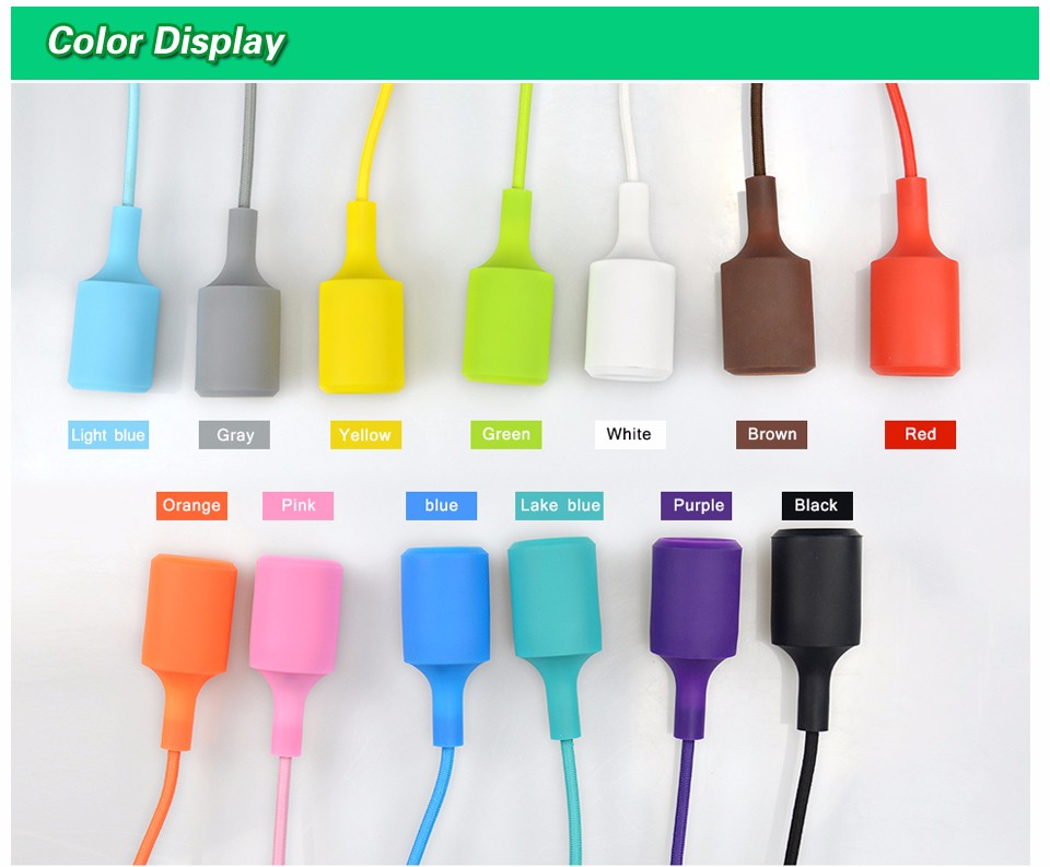 1Pcs Colourful E27 Silicone LED lamp Holder DIY Rainbow Pendant lights Droplight Vintage Edison Bulb For Decoration Art lighting