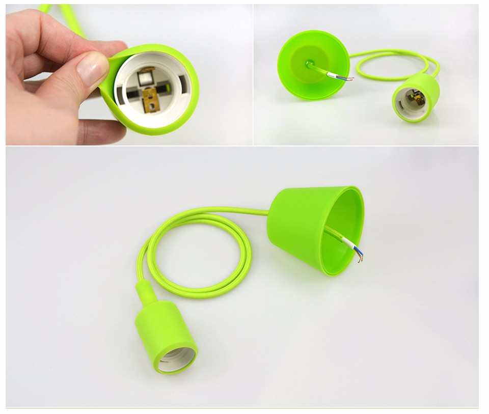 1Pcs Colourful E27 Silicone LED lamp Holder DIY Rainbow Pendant lights Droplight Vintage Edison Bulb For Decoration Art lighting